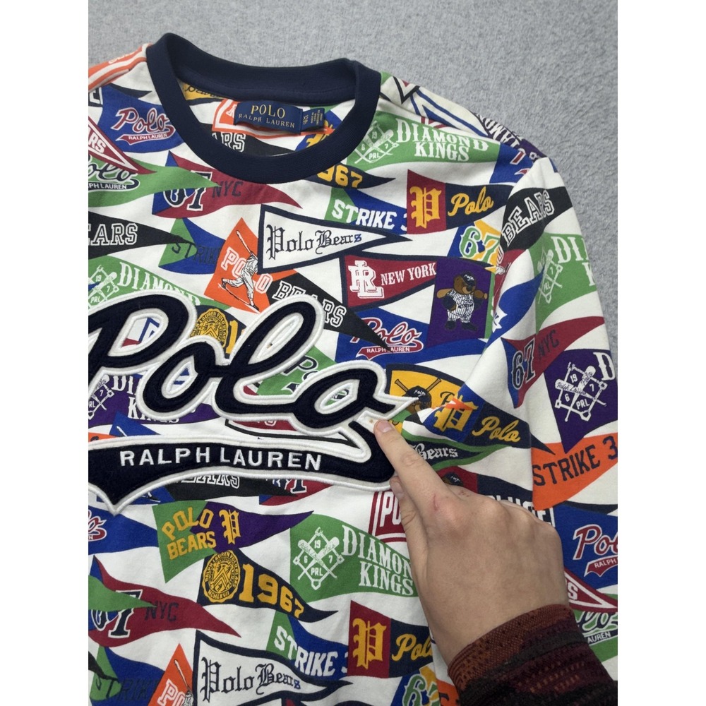 Polo Ralph Lauren Sweatshirt Mens XS Multicolor Pennant Fleece Pullover Logo - Picture 4 of 15